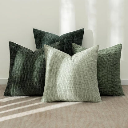MIULEE Soft Decorative Chenille Pillow Covers Forest Green 16x16 Pack of 4 | - Image 3