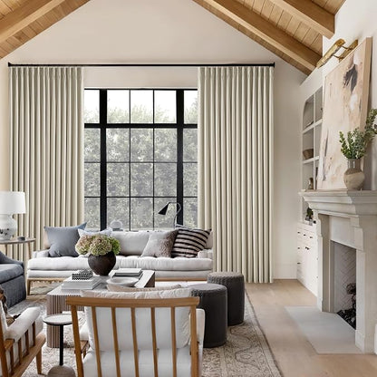 Burlywood Birch 100% Blackout Pinch Pleated Linen Curtains 86 Inches Long | - Image 3