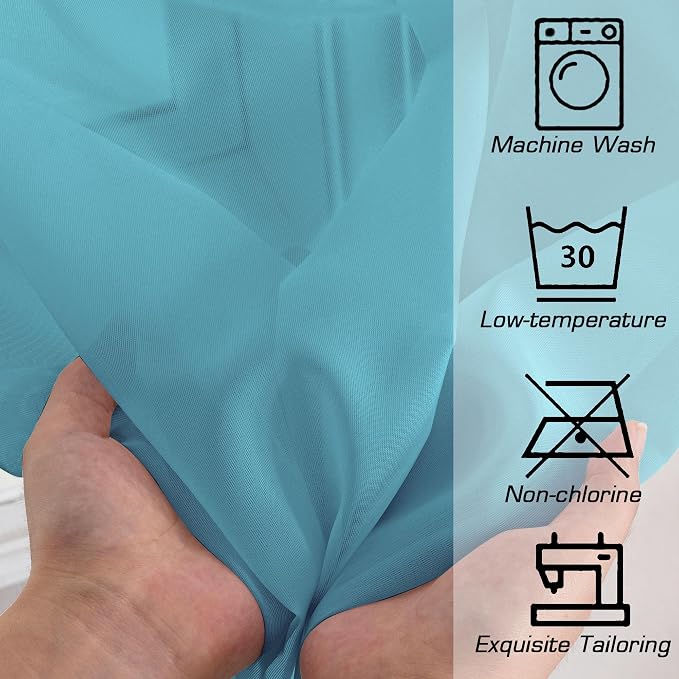 Simplebrand Turquoise Sheer Curtains 84 Inches Long 2 Panels, Light Filtering - Image 7