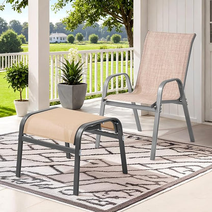 ONBRILL Outdoor Ottoman Set of 2, All Weather Outdoor Foot Stool - Image 2