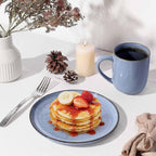 Herogo 6-Piece Stoneware Dinner Plates Set, 10.43" Ceramic Round Plate Set, Handmade Double Reactive Glaze Dinnerware Plates for Kitchen, Microwave, Oven and Dishwasher Safe, Haze Blue