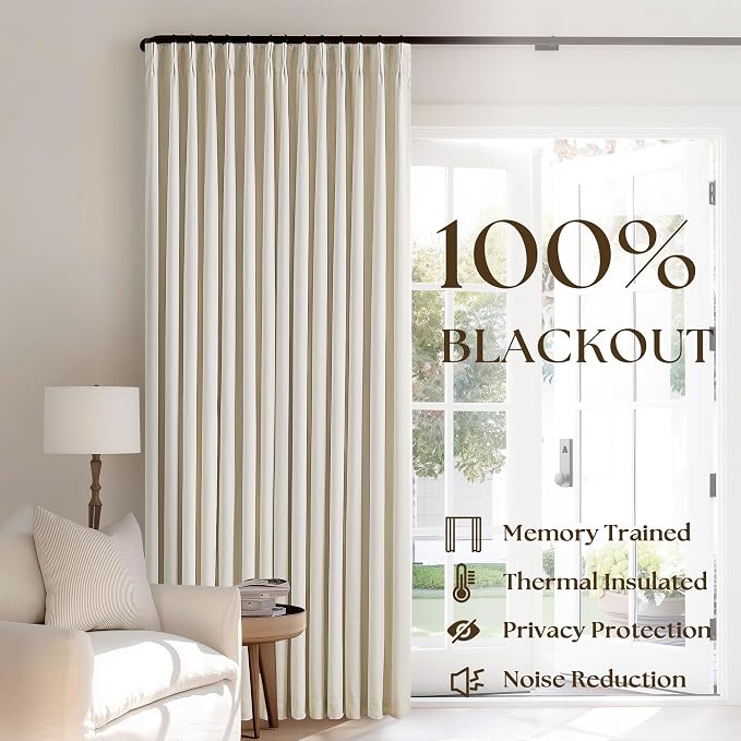 Cream Beige Pinch Pleated 120 Inch Curtains High Ceiling Linen Curtains | 100% - Image 3