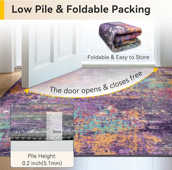 RELEANY Washable 2'x3' Abstract Area Rug - Image 6