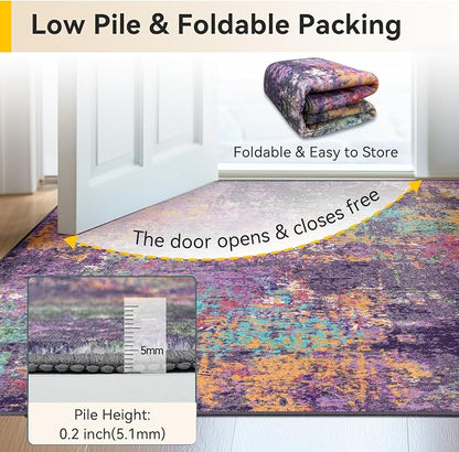 RELEANY Washable 2'x3' Abstract Area Rug - Image 6