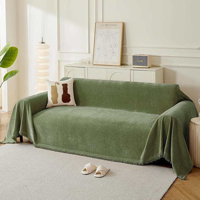 Couch Cover for Dogs, Boho Sofa Covers for 2 Cushion Couch, Chenille Sofa by KaviKon