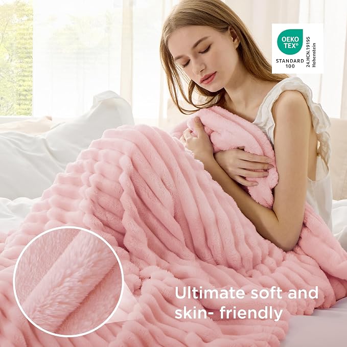 Bedsure Soft Twin XL Blanket for Bed Dorm Coral Pink 66"x90" | Birthday Gifts - Image 4