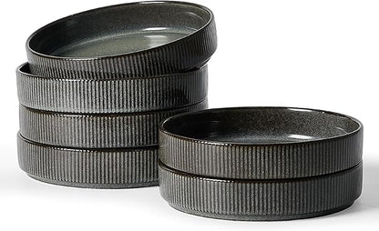 famiware Star 8.25" Pasta Bowls, Large Dinner Bowls Set of 6, Salad Bowl Plates, Shallow Bowls for Eating, Deep Forest