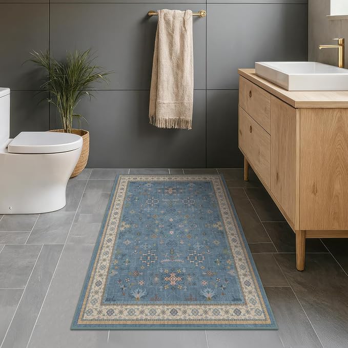 Washable Blue Rugs for Entryway Indoor - Image 3