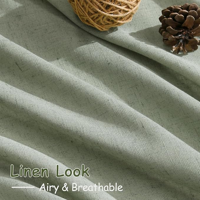 Desert Sage Linen Curtains for Living Room 98 Inches Long Light Filtering Semi - Image 4