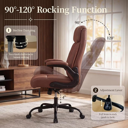 Office Chair, Leather Ergonomic Computer Desk Chair - Image 5