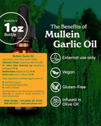 Herb Pharm Mullein Garlic Herbal Oil - contains Calendula, Garlic, Mullein flower, St. John's Wort, Olive Oil, 1 Ounce