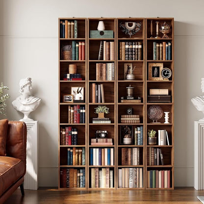 IRONCK Tall Narrow Bookshelf 8 Tiers 71in Set of 2, Compact Corner Bookcase - Image 2