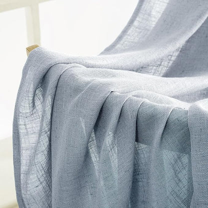 MIULEE Chambray Blue Linen Curtains 52x96 Inch Long - Image 6