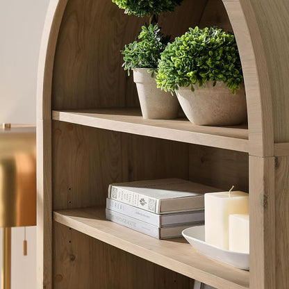 Modway Nolan Tall Arched Storage Display Cabinet in Light Oak - Image 6