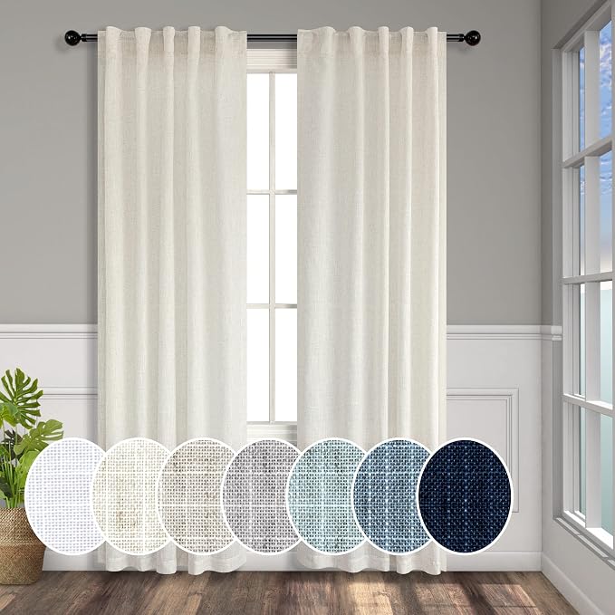 Cream Linen Curtains 38 Inch Width by Pitalk