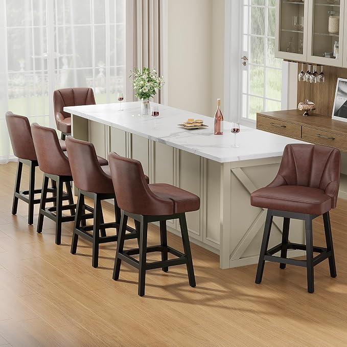 YaFiti Swivel Bar Stools Set of 3, 26 Inch Counter Height Bar Stools - Image 9
