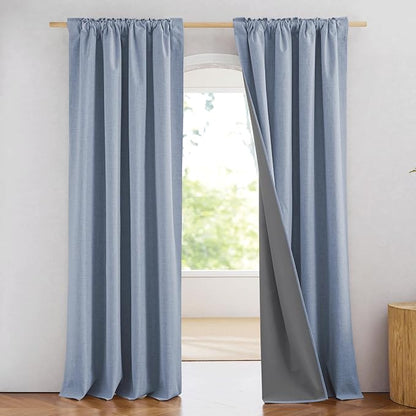NICETOWN Full Blackout Linen Curtains 102" Length by NICETOWN