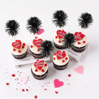 Ephlyn 30Pcs Foil Firework Cupcake Toppers Sparkle Tinsel Cupcake Picks Happy Birthday Cake Decorations Drink Stirrers Cocktail Food Fruit Toothpicks for Baby Shower Graduation Party Supplies Black