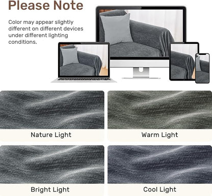 2 Pieces Sectional Couch Covers L Shaped Cover XXL Dark Gray | Thick Washable - Image 8