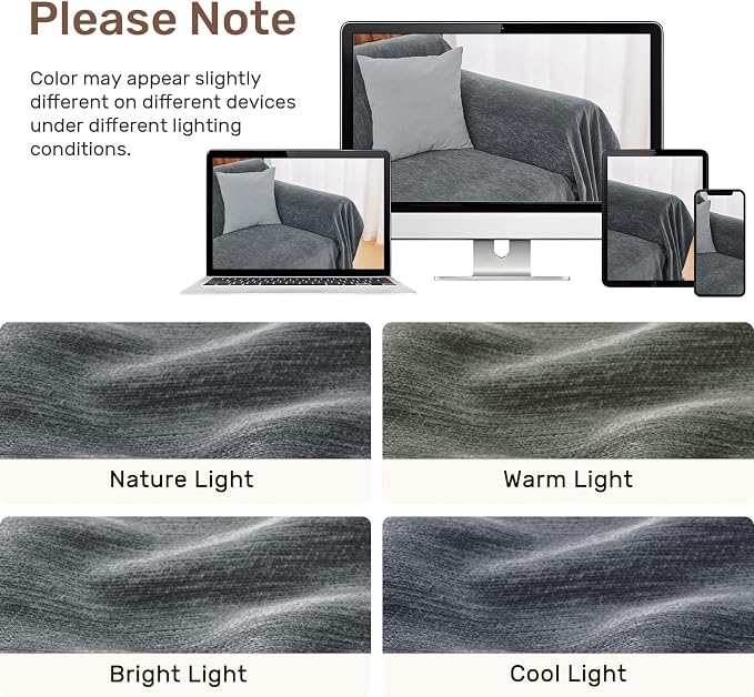 2 Pieces Sectional Couch Covers L Shaped Cover L Dark Gray | Thick Washable - Image 8