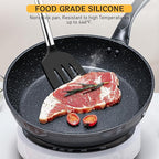 NileHome Pack of 3 Spatulas Silicone Heat Resistant, Cooking Utensils Set, Silicone Spatula BPA Free Cooking Utensils, Ideal Cookware for Fish, Eggs, Pancakes (Black)
