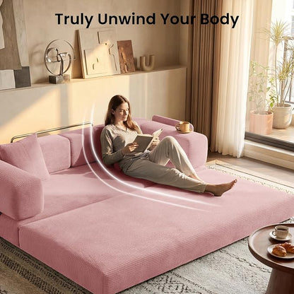 78.8" Convertible Futon Sofa Bed, Corduroy Futon Couch - Image 5