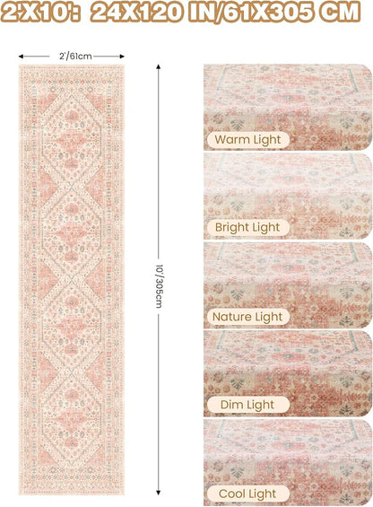 Runner Rug 2x10, Vintage Washable Rugs - Image 2