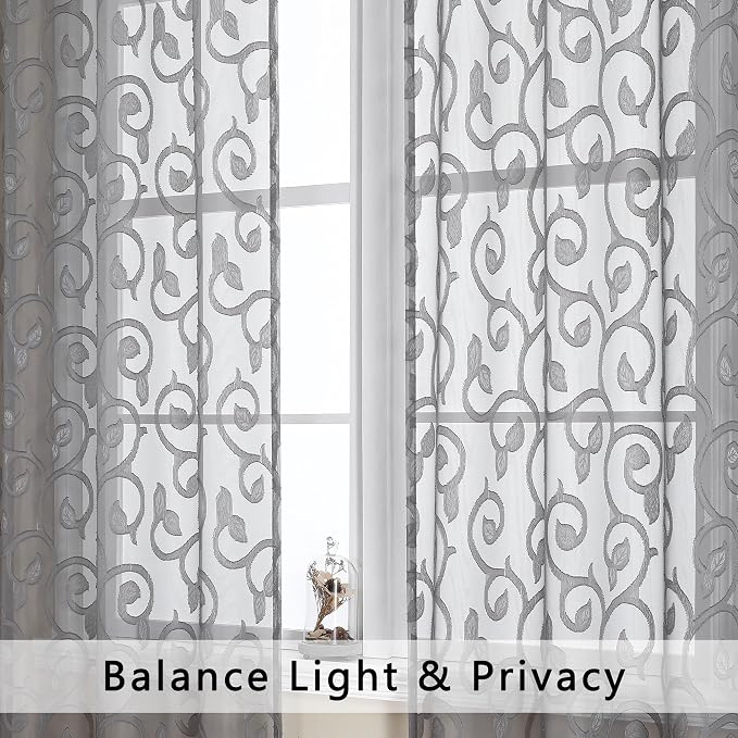 Furman Extra Long Sheer Charcoal Gray Curtains 96 inches Long - Image 5