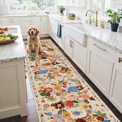 Blush Floral Hallway Runner Rug - Image 5