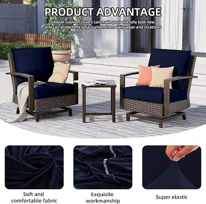 14Pcs Outdoor Cushion Covers, Elastic Patio Cushion Covers | Washable, - Image 3