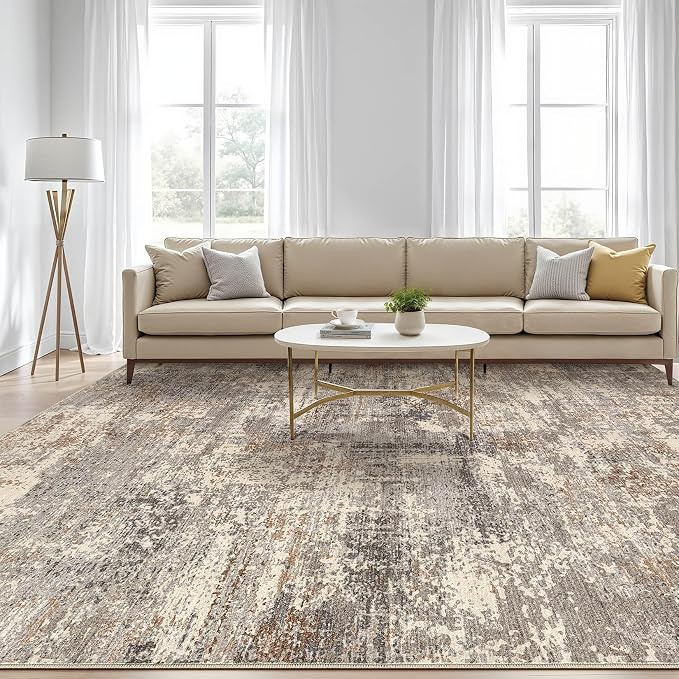 LOONGRUG 12x15 Area Rug Washable Large Neutral Modern Living Room Rugs | - Image 5
