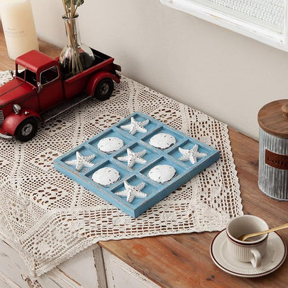 NIKKY HOME Beach Decor Tic Tac Toe Wood Board Travel Game - Image 2