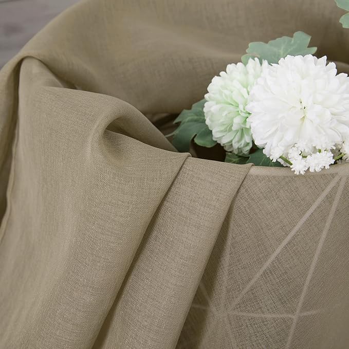 Tollpiz Sheer Tier Curtain Linen Textured Half Kitchen Curtains Sheer Light - Image 6