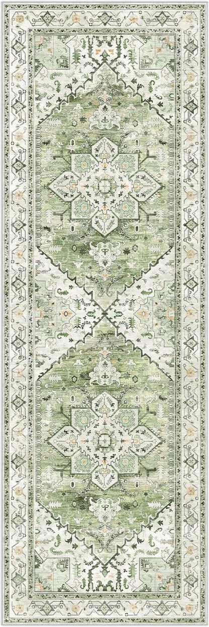 Yamaziot Washable Runner Rug, 2x6 Non-Slip Boho Vintage Hallway Kitchen Rug | - Image 2