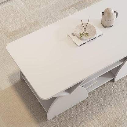 Modern White Coffee Table 47 in, Rectangular Living Room Table - Image 7