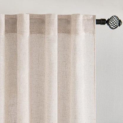 MIULEE Kitchen Curtain 24 Inch Long 2 Panels Natural Linen White Farmhouse | - Image 4