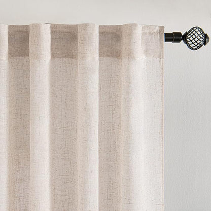 MIULEE Kitchen Curtain 36 Inch Long 2 Panels Natural Linen White Farmhouse | - Image 4