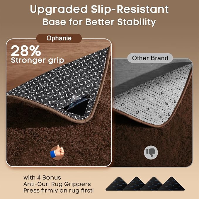 Ophanie Brown Rugs for Bedroom Living Room, Fluffy Fuzzy Furry Carpet, Plush - Image 4