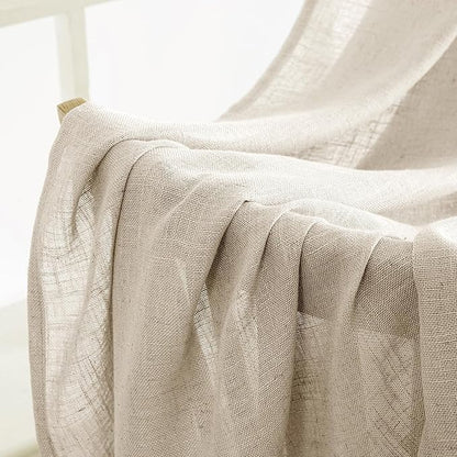 MIULEE Beige Linen Curtains 52x96 Inch 2 Panels - Image 6