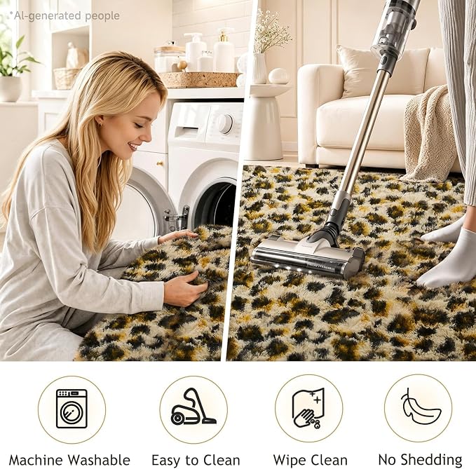 Ophanie Leopard Rugs for Bedroom Living Room, Cheetah Print Rug Fluffy Shag - Image 6
