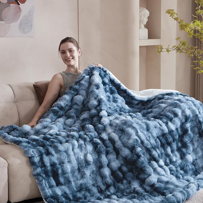 50x60 Inches Ultra-Soft Fuzzy Faux Fur Plush Throw Blanket - Image 4