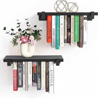 NANATI 2 Set of Floating Bookshelf, Pine Wood Invisible Bookshelf, Hanging by Unknown