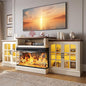 97" Fireplace TV Stand with 36" Electric Fireplace, Farmhouse Entertainment by Unknown