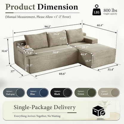 96" Sectional Couches for Living Room Cloud Couch Sofa - Image 2
