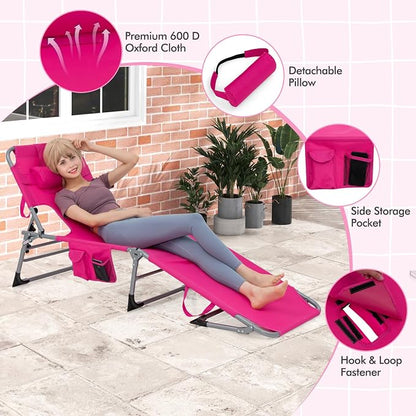 Goplus Tanning Chair, Folding Adjustable Patio Lounge Chair - Image 8