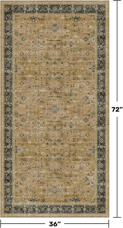 Washable 3x6 Large Mudroom Area Rug, Bohemian Kitchen Floor Rug, Non-Slip & - Image 2
