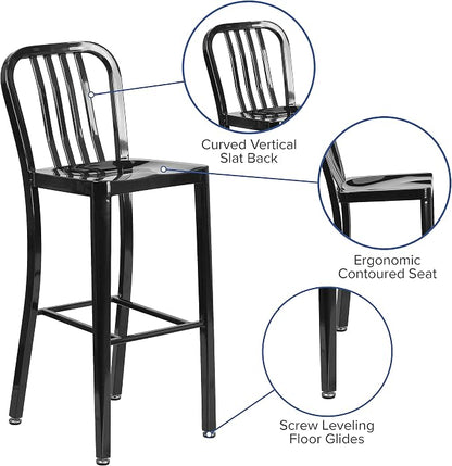 Flash Furniture Commercial Grade 30" High Black Metal Indoor-Outdoor Barstool - Image 6