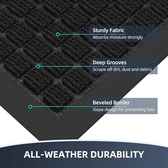 Front Door Mat Outside Entrance, Heavy Duty Waterproof Doormat | 31.5"x20" - Image 3