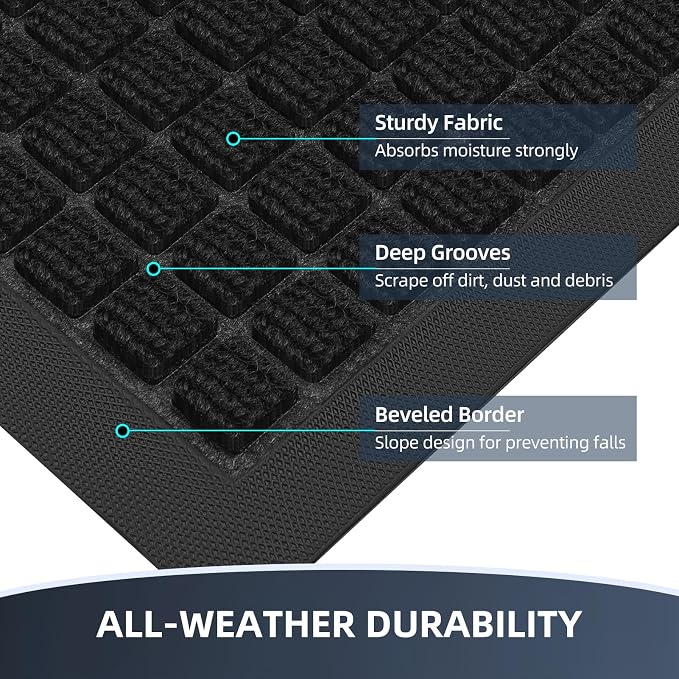 Front Door Mat Outside Entrance, Heavy Duty Waterproof Doormat | 29.5"x17" - Image 3