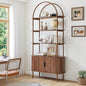 79" Tall Arched Bookshelf with Sliding Tambour Doors, Mid Century Modern Curved by JanmerHome
